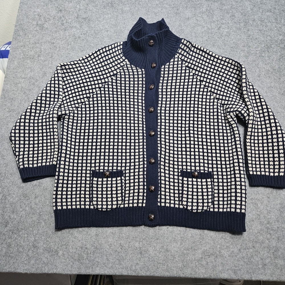 Francis Valentine Blue Natural Archie Cardigan Knit Sweater‎ XL Wool Cashmere - Picture 5 of 16
